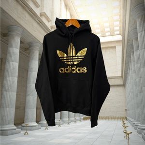 Brand New Black & Gold Mirror Oversized Adidas Hooded Sweatshirt Sz Mens M
